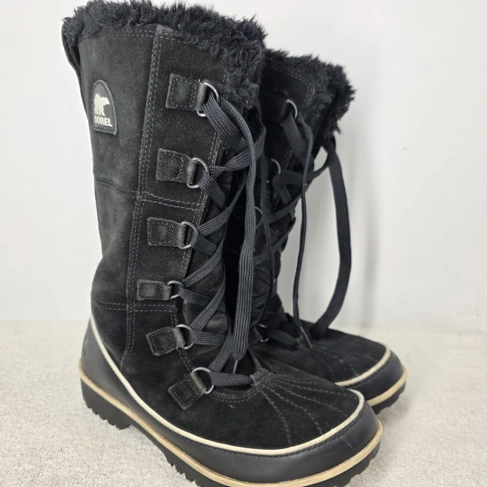 Sorel Tivoli High II Waterproof Leather Winter Boot SZ 8 Women Black NL2093-010